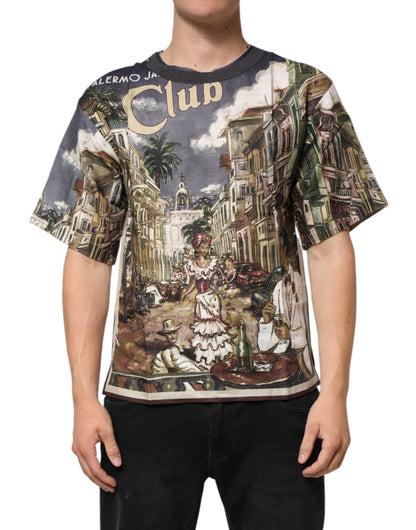 Camiseta de lino de cuello redondo para hombre Dolce & Gabbana Palermo Jazz Club