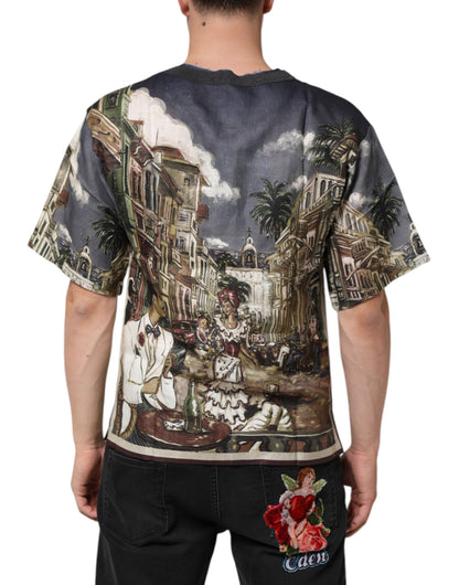 Camiseta de lino de cuello redondo para hombre Dolce & Gabbana Palermo Jazz Club