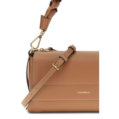 Bolso de hombro Coccinelle de piel de becerro beige Bos Taurus