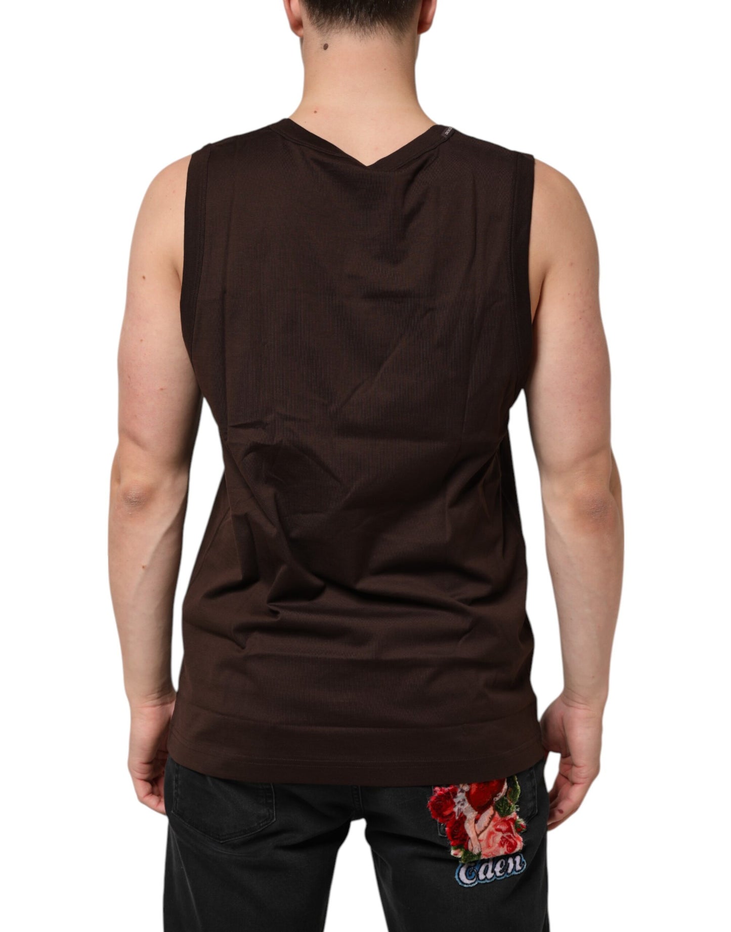 Camiseta sin mangas para hombre Dolce & Gabbana de algodón marrón