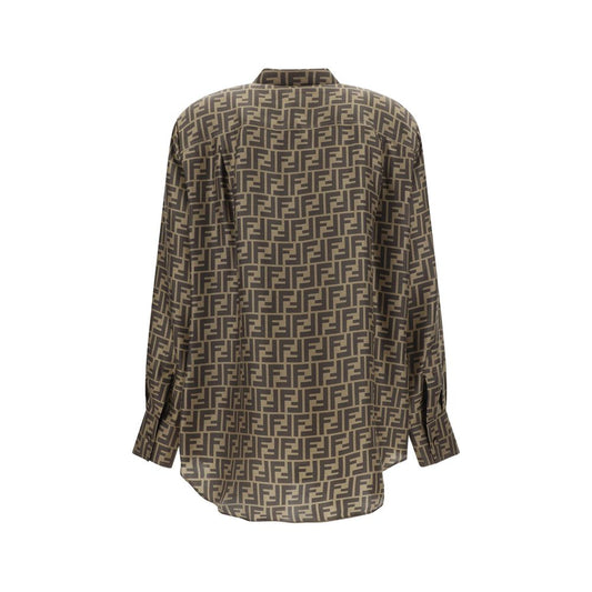 Camisa Fendi de seda marrón estampada
