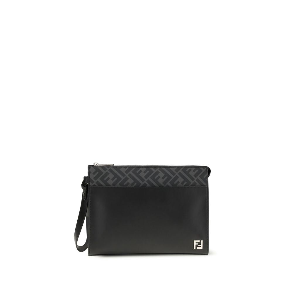 Bolso de mano Fendi de piel de becerro negra Bos Taurus