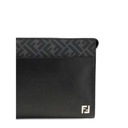 Bolso de mano Fendi de piel de becerro negra Bos Taurus