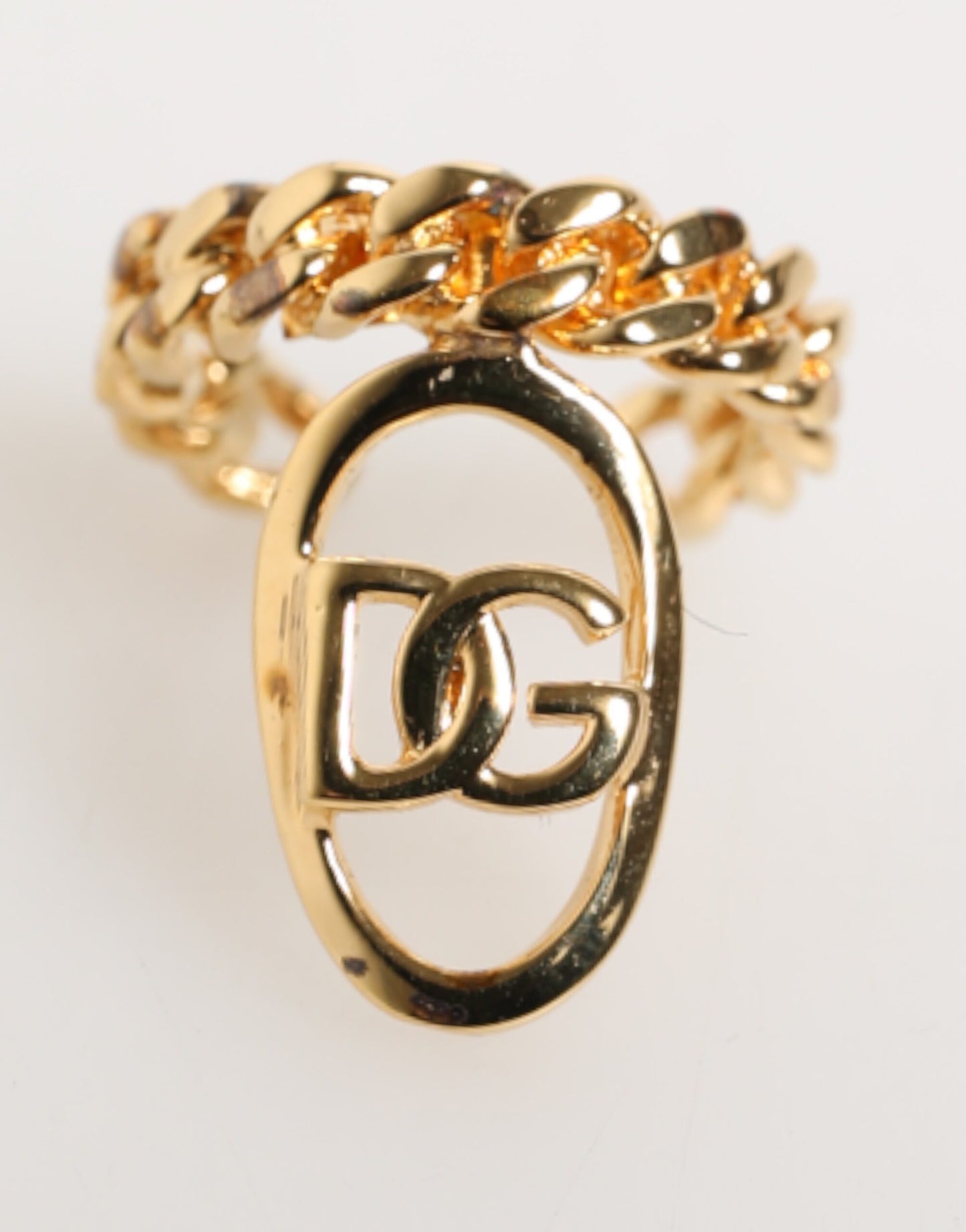 Anillo ajustable de cadena con logo ovalado DG de latón dorado Dolce & Gabbana