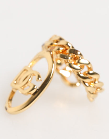 Anillo ajustable de cadena con logo ovalado DG de latón dorado Dolce & Gabbana