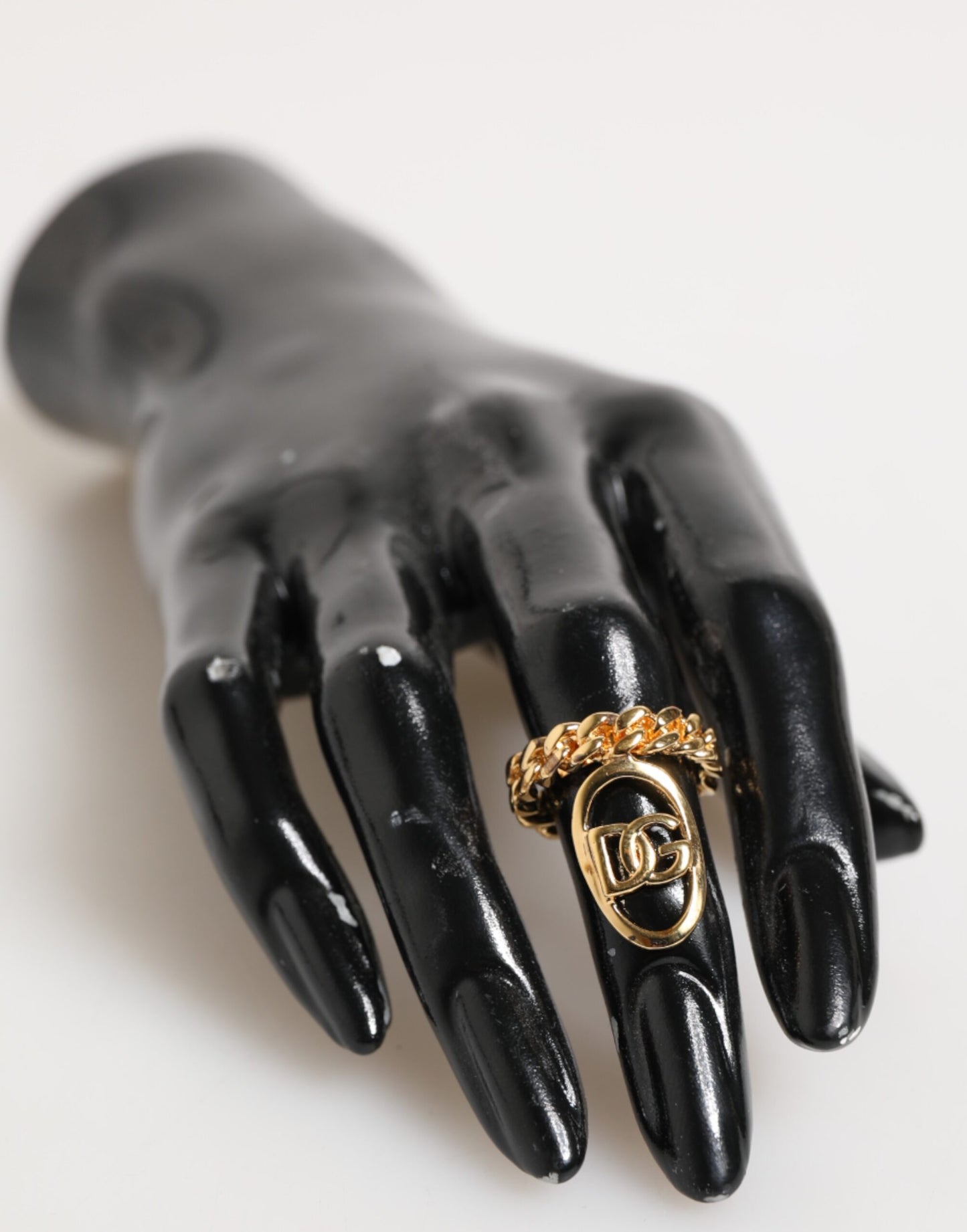 Anillo ajustable de cadena con logo ovalado DG de latón dorado Dolce & Gabbana