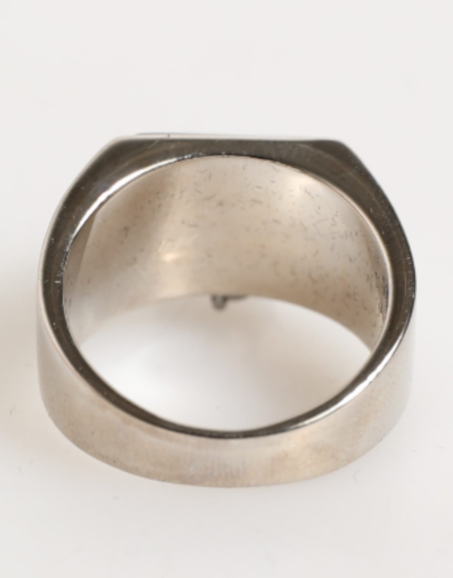 Anillo Dolce & Gabbana de latón auténtico plateado con logo DG de pirámide