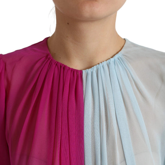 Vestido midi bicolor de seda Light Blue de Dolce & Gabbana