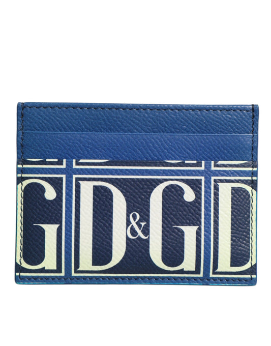 Tarjetero cartera con monograma DG de piel de becerro azul de Dolce & Gabbana