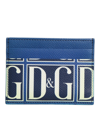 Tarjetero cartera con monograma DG de piel de becerro azul de Dolce & Gabbana