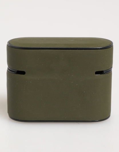 Estuche para AirPods Dolce & Gabbana verde militar con logotipo de goma en relieve