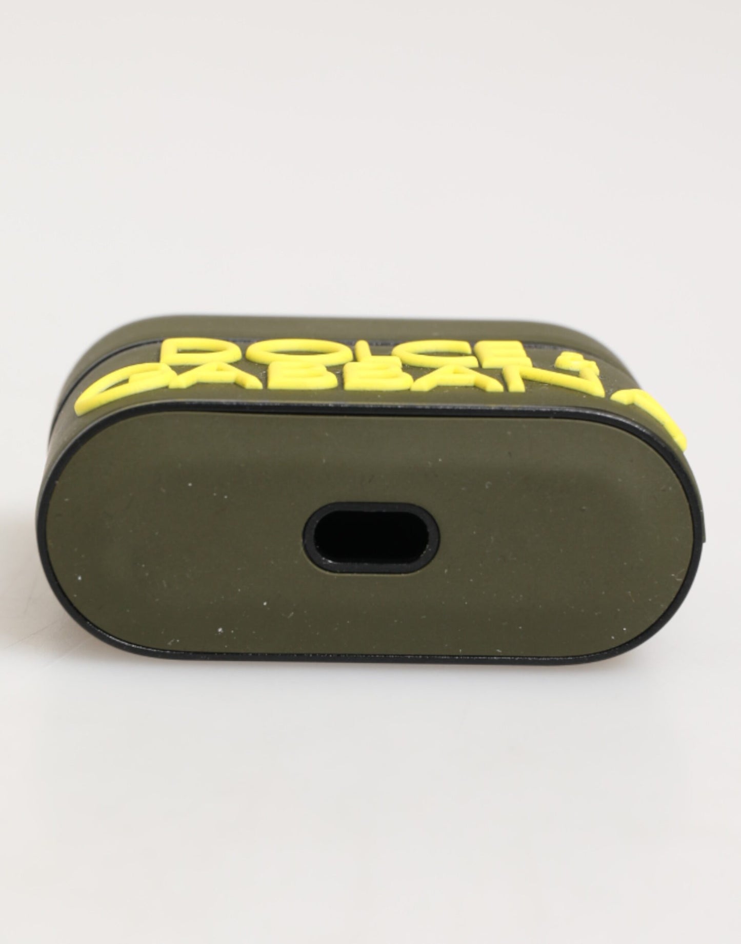 Estuche para AirPods Dolce & Gabbana verde militar con logotipo de goma en relieve