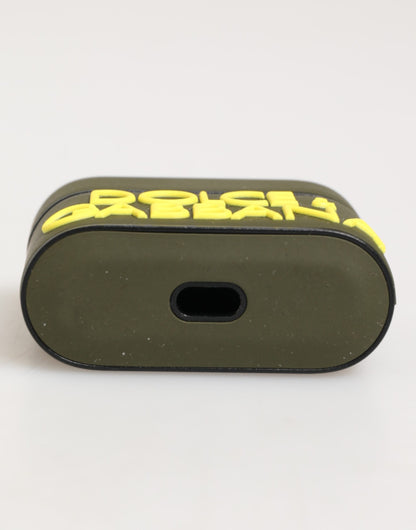 Estuche para AirPods Dolce & Gabbana verde militar con logotipo de goma en relieve