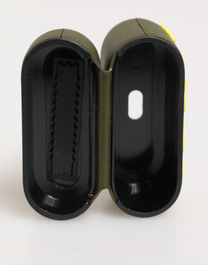 Estuche para AirPods Dolce & Gabbana verde militar con logotipo de goma en relieve