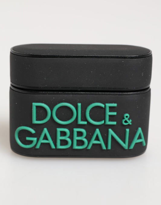 Funda para AirPods Dolce & Gabbana negra de goma con logo en relieve