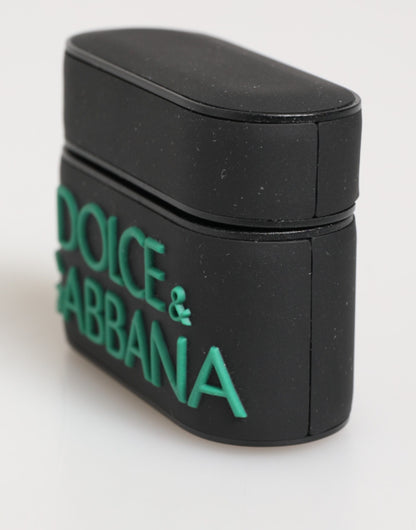 Funda para AirPods Dolce & Gabbana negra de goma con logo en relieve