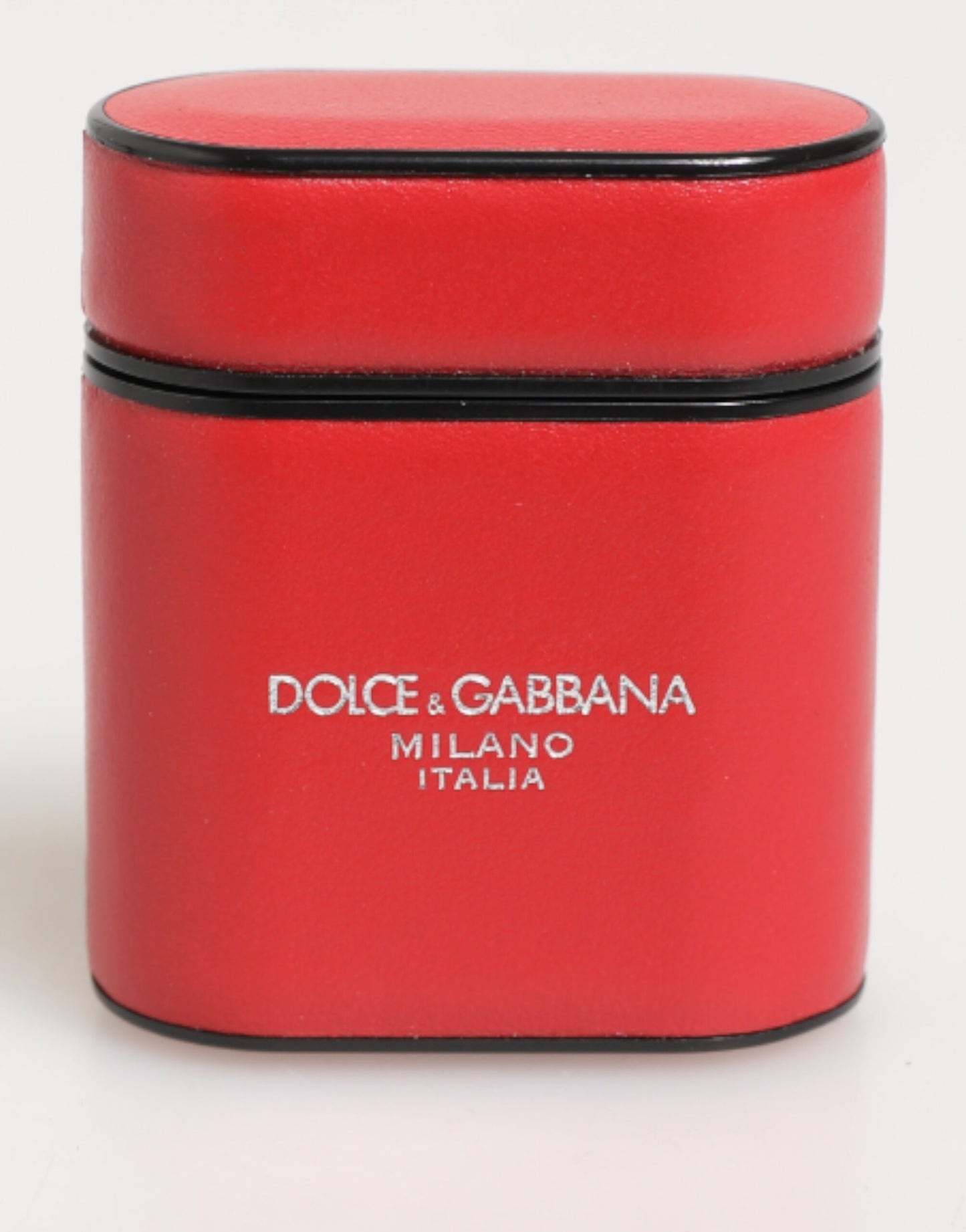 Estuche para Airpods Dolce & Gabbana de cuero de becerro rojo y blanco con logotipo flip