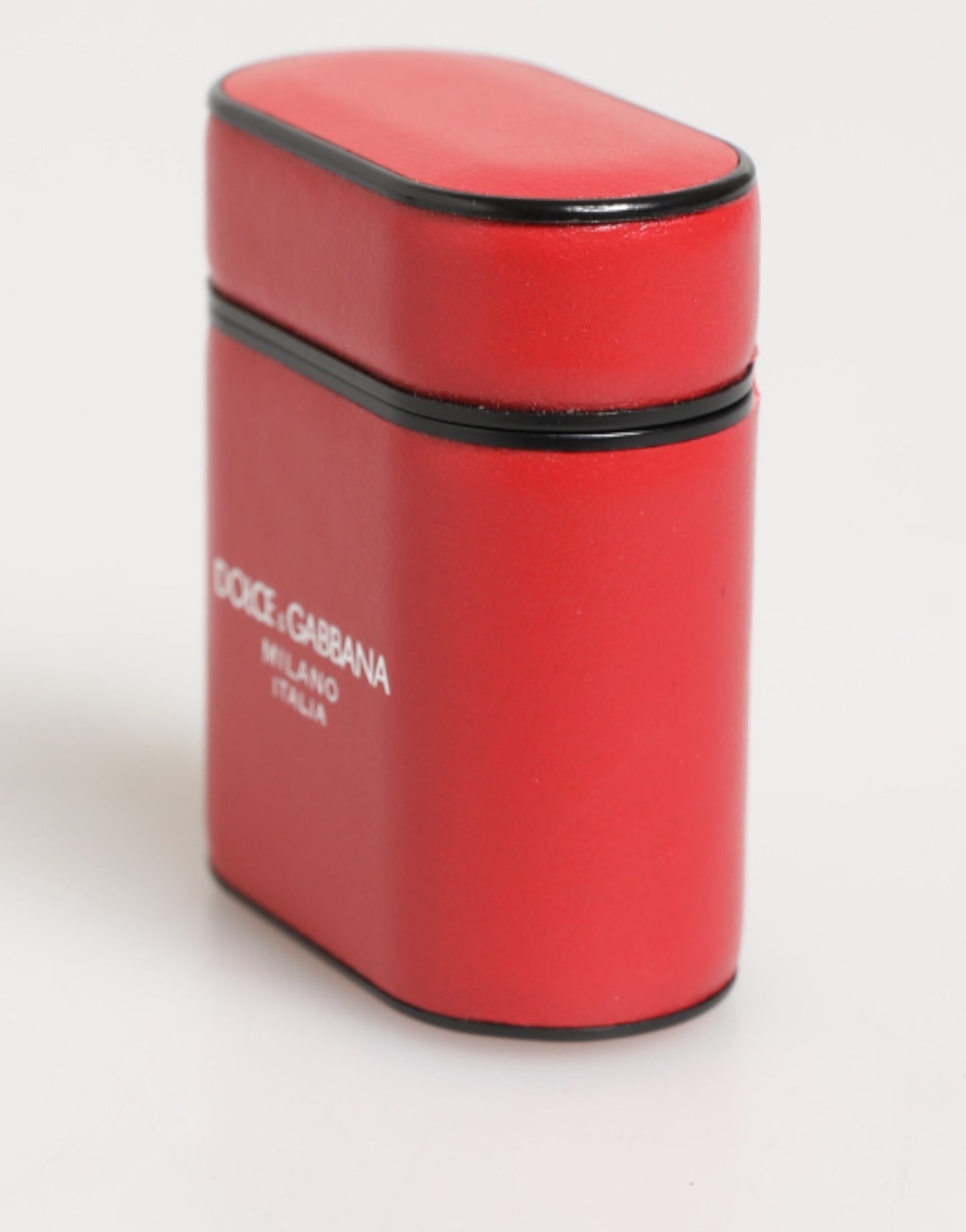 Estuche para Airpods Dolce & Gabbana de cuero de becerro rojo y blanco con logotipo flip