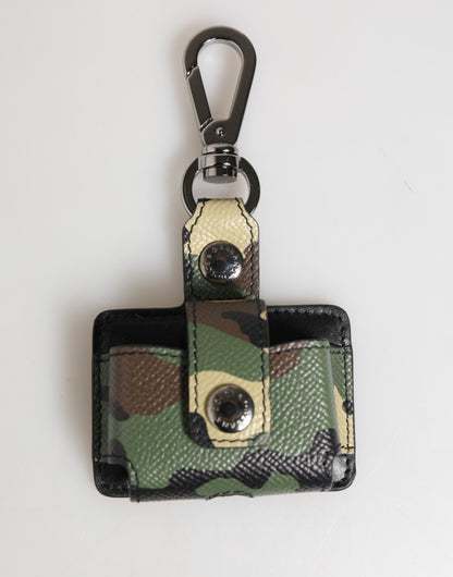 Estuche para Airpods Dolce & Gabbana de piel camuflaje multicolor con accesorio de metal