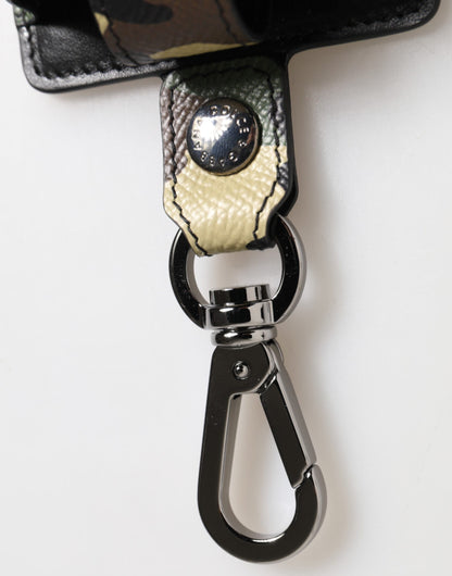 Estuche para Airpods Dolce & Gabbana de piel camuflaje multicolor con accesorio de metal