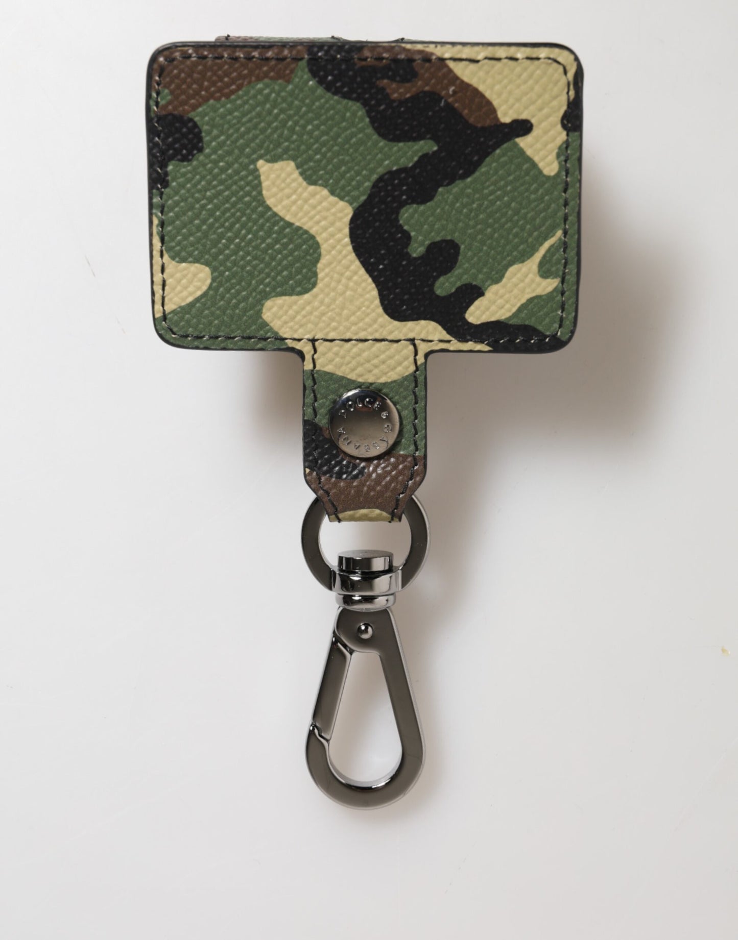 Estuche para Airpods Dolce & Gabbana de piel camuflaje multicolor con accesorio de metal