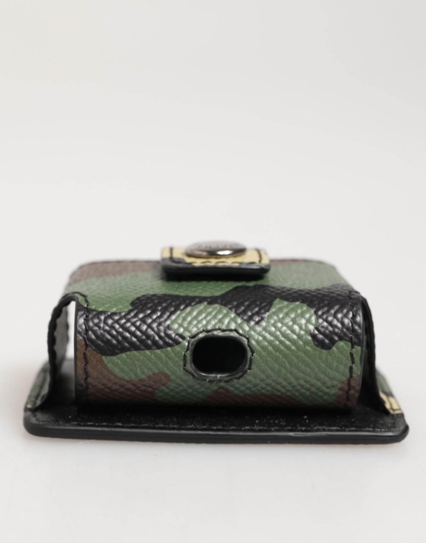 Estuche para Airpods Dolce & Gabbana de piel camuflaje multicolor con accesorio de metal
