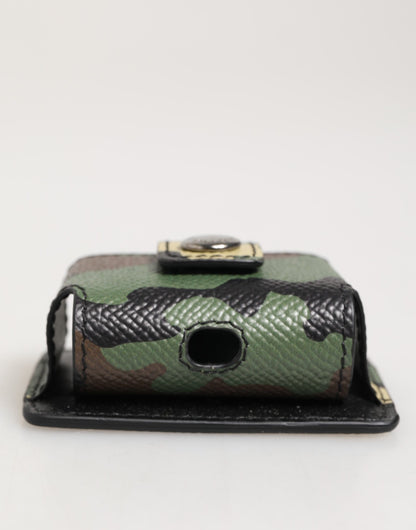 Estuche para Airpods Dolce & Gabbana de piel camuflaje multicolor con accesorio de metal