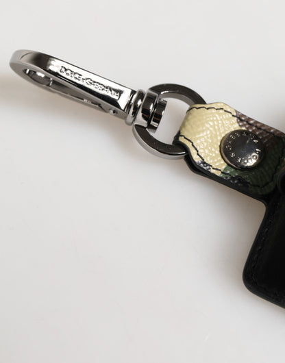 Estuche para Airpods Dolce & Gabbana de piel camuflaje multicolor con accesorio de metal