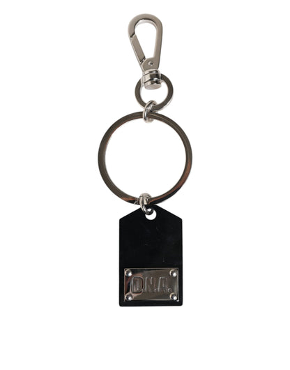 Llavero Dolce & Gabbana Negro Sintético Placa de Cristal Logotipo DG Placa Metálica
