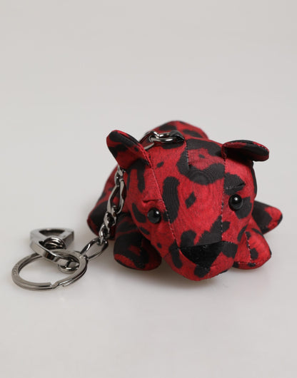 Llavero con silueta de animal de poliéster rojo y negro de Dolce & Gabbana