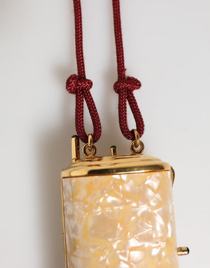 Bolso Colgante Minibolso Cruzado Dolce & Gabbana de Resina Blanca y Metal Dorado