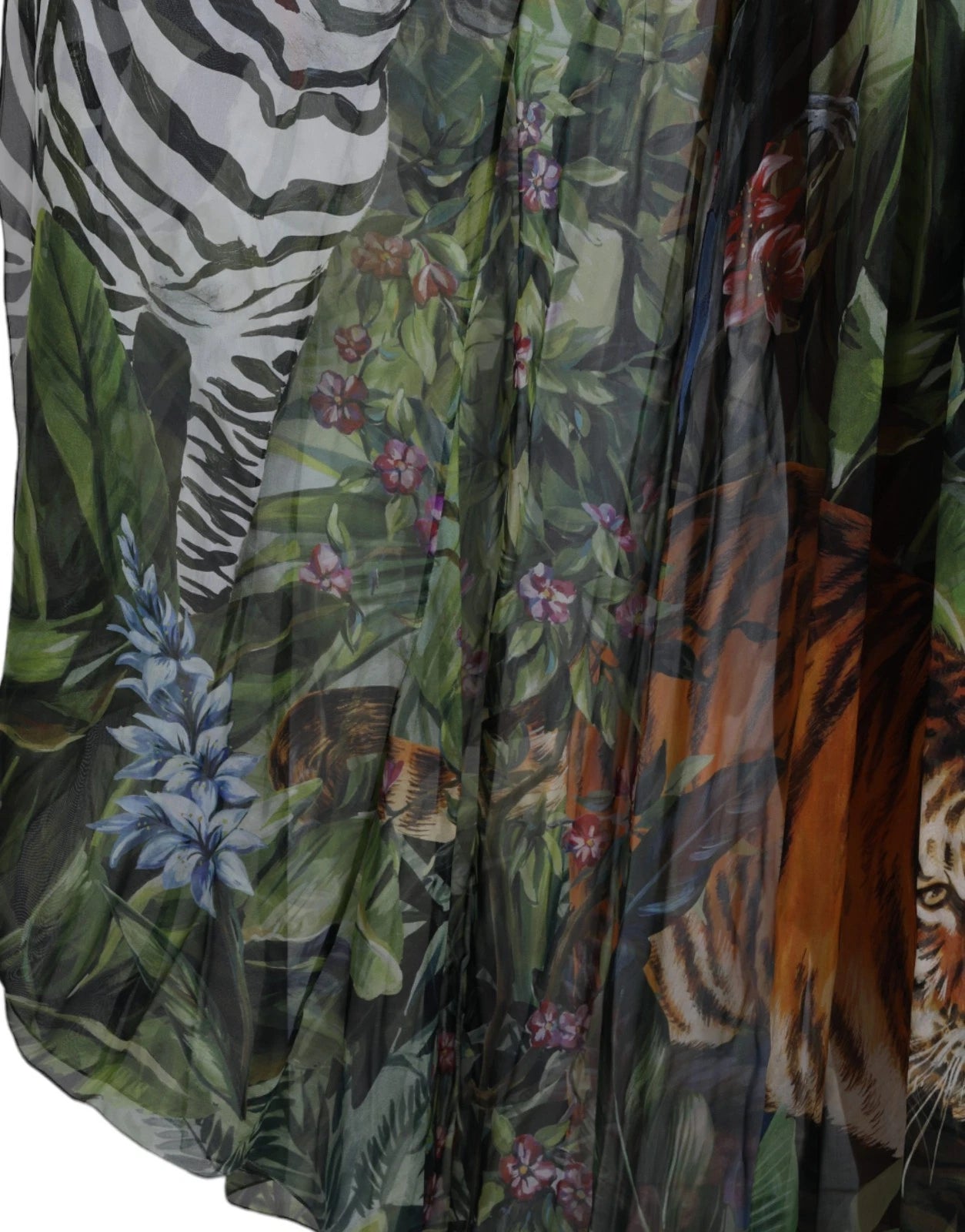 Vestido largo de seda multicolor con estampado Jungle para mujer de Dolce & Gabbana