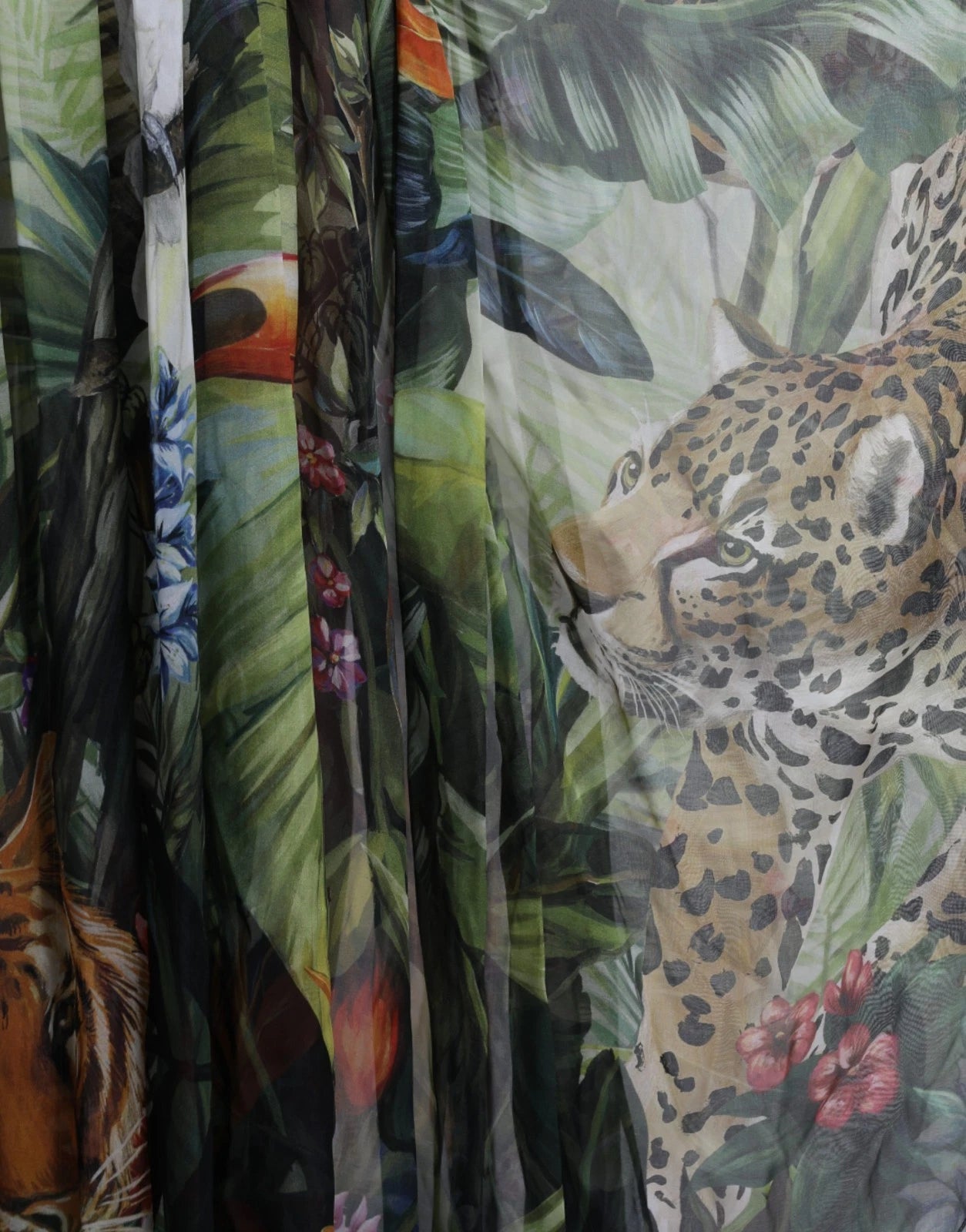 Vestido largo de seda multicolor con estampado Jungle para mujer de Dolce & Gabbana