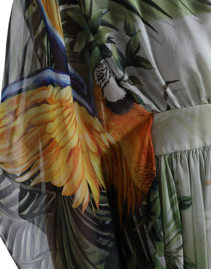 Vestido largo de seda multicolor con estampado Jungle para mujer de Dolce & Gabbana