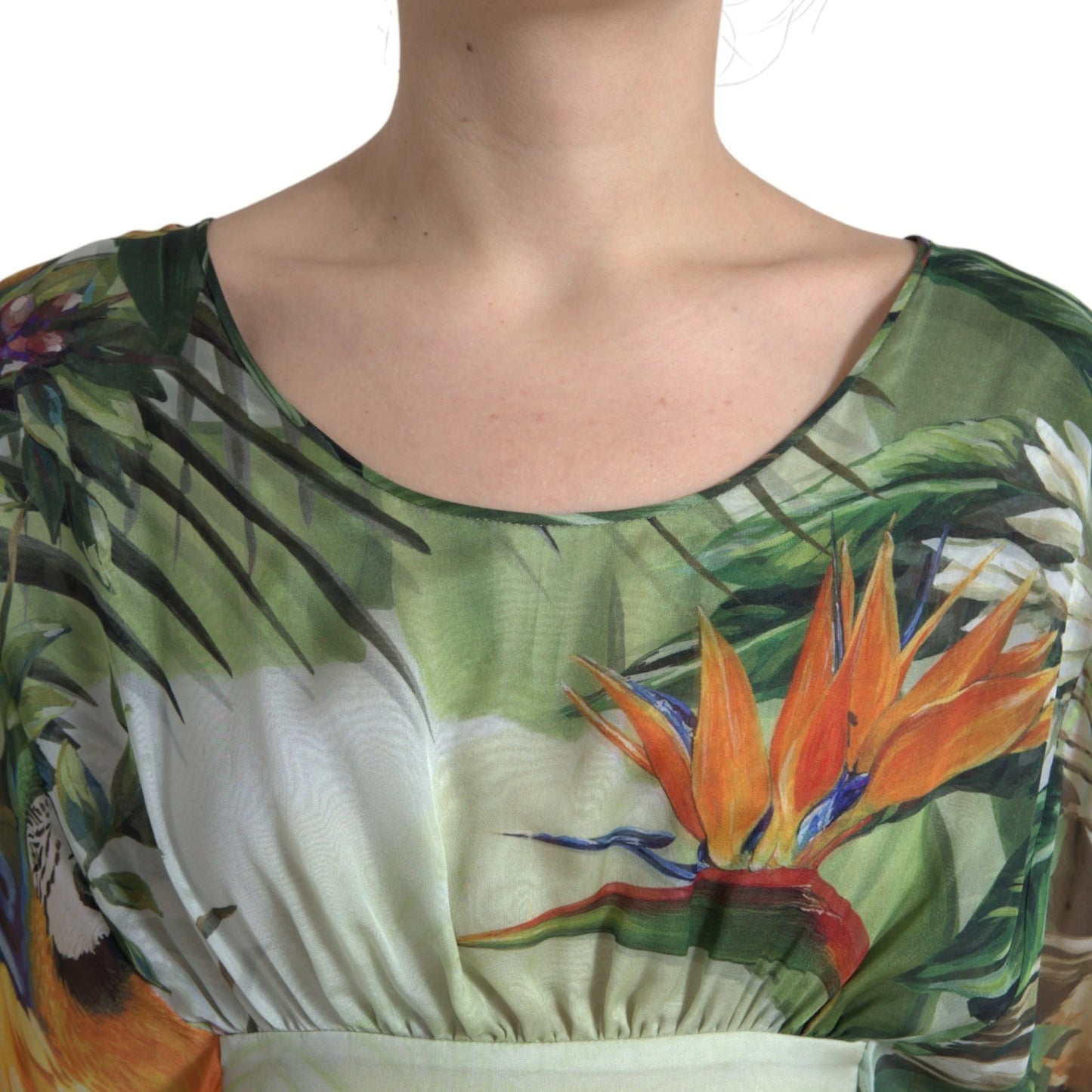 Vestido largo de seda multicolor con estampado Jungle para mujer de Dolce & Gabbana