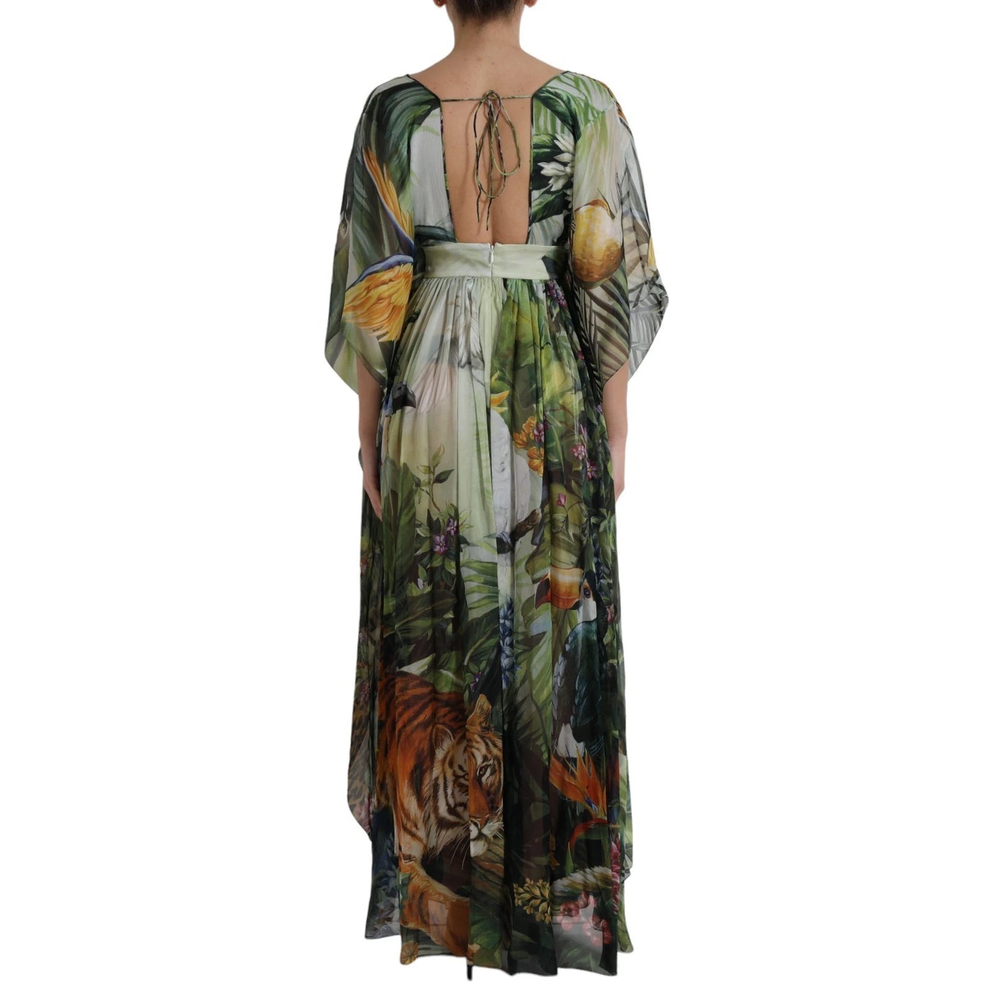 Vestido largo de seda multicolor con estampado Jungle para mujer de Dolce & Gabbana