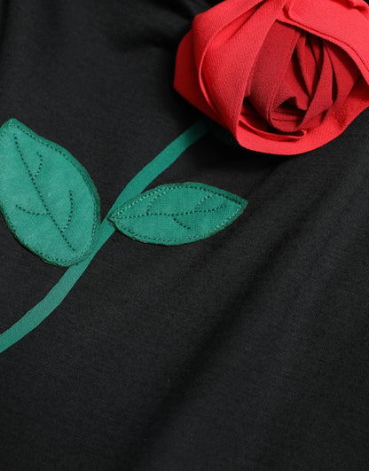 Vestido sin mangas Dolce & Gabbana de lana negra con aplicaciones de rosas
