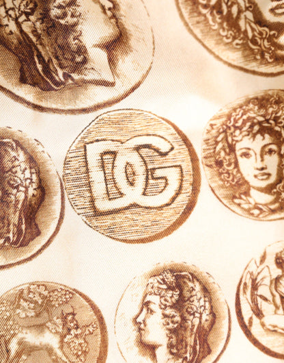 Dolce & Gabbana Bañador de seda con estampado de monedas antiguas marrones