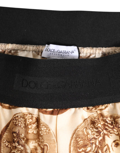 Dolce & Gabbana Bañador de seda con estampado de monedas antiguas marrones