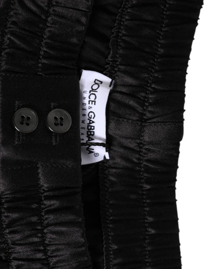 Dolce & Gabbana Boxer de Baño de Seda Satinada Elástica Negra para Hombre