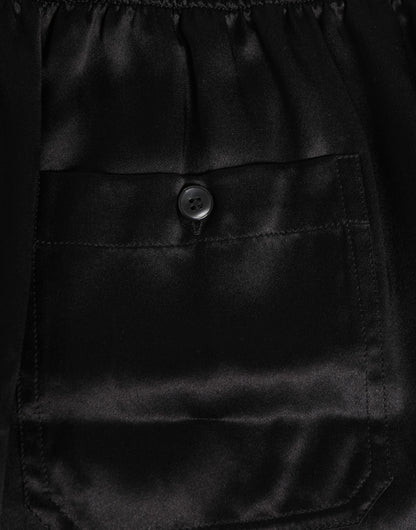 Dolce & Gabbana Boxer de Baño de Seda Satinada Elástica Negra para Hombre