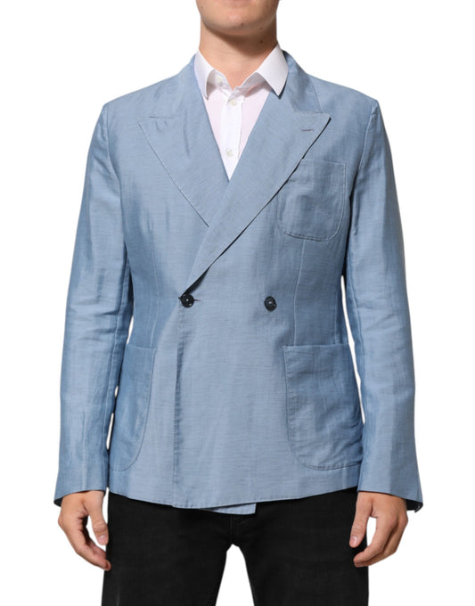 Blazer cruzado de lino para hombre Dolce & Gabbana azul claro