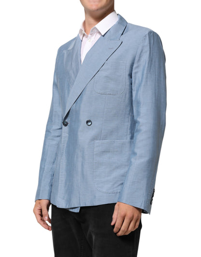 Blazer cruzado de lino para hombre Dolce & Gabbana azul claro