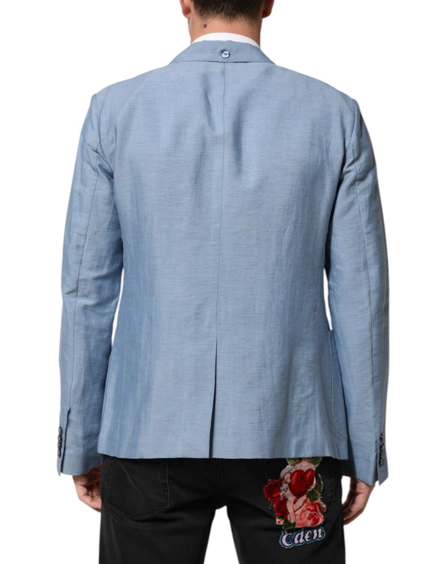 Blazer cruzado de lino para hombre Dolce & Gabbana azul claro