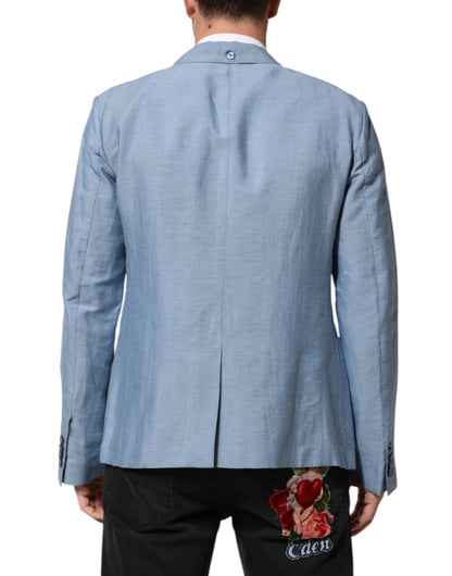 Blazer cruzado de lino para hombre Dolce & Gabbana azul claro
