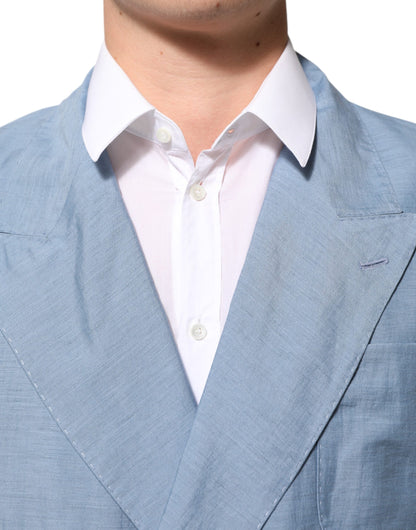 Blazer cruzado de lino para hombre Dolce & Gabbana azul claro