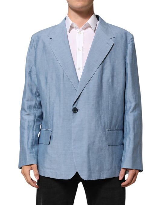 Blazer cruzado de lino para hombre Dolce & Gabbana azul claro