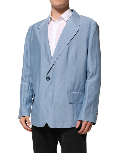 Blazer cruzado de lino para hombre Dolce & Gabbana azul claro