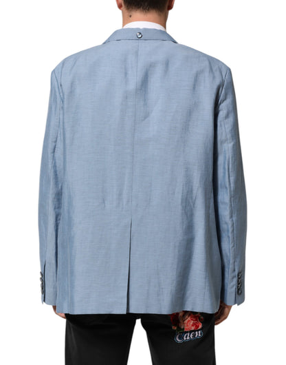Blazer cruzado de lino para hombre Dolce & Gabbana azul claro