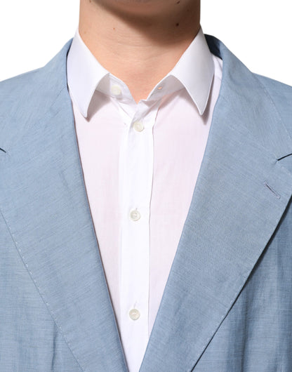 Blazer cruzado de lino para hombre Dolce & Gabbana azul claro